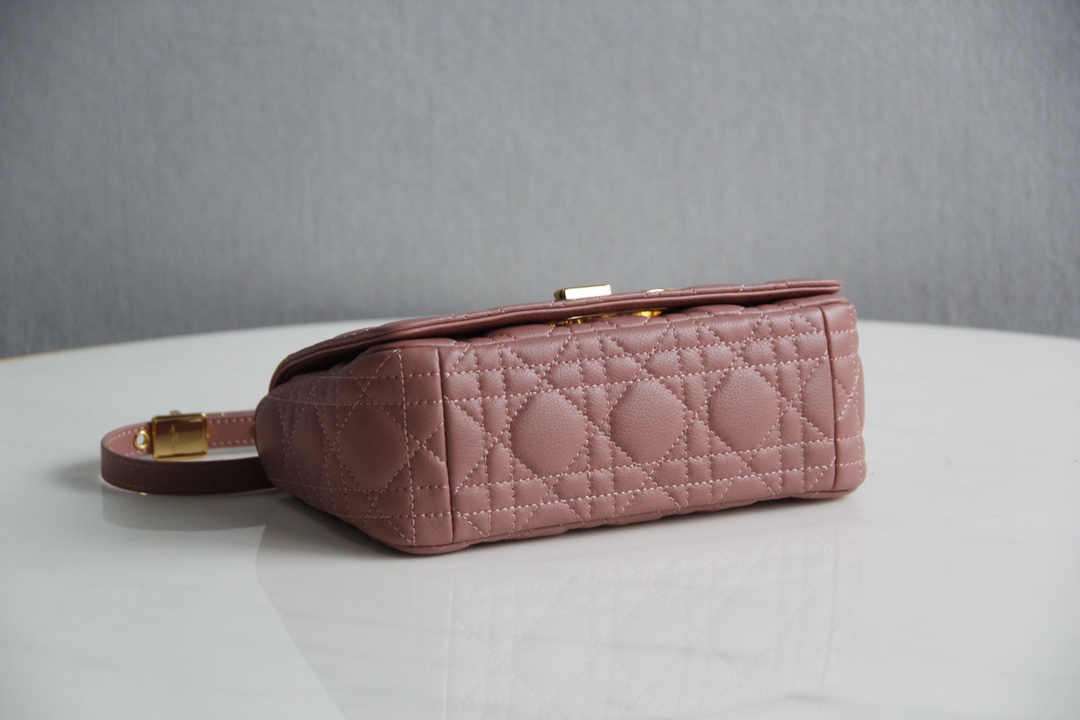 Small Dior Caro Bag Blush Supple Cannage Calfskin